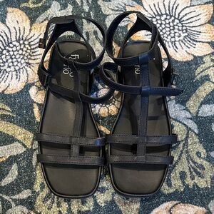 Franco Sarto Gladiator Black Sandals Evan Ankle Strap Sandal Size 8.5